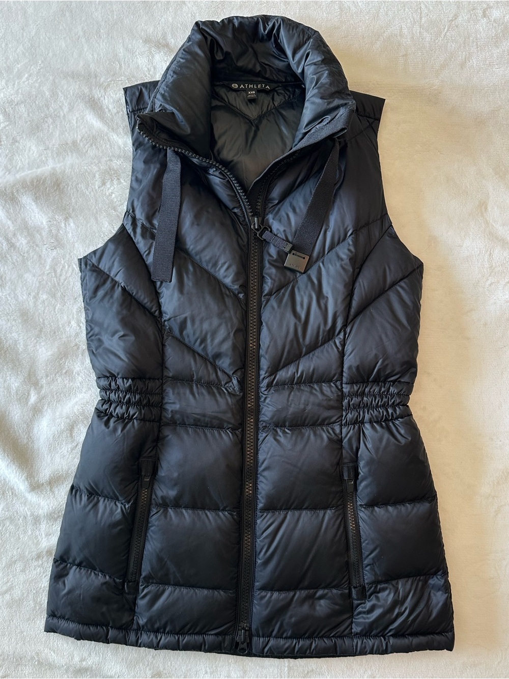 Athleta Women's Black Quilted Goose Down Vest Size XXS